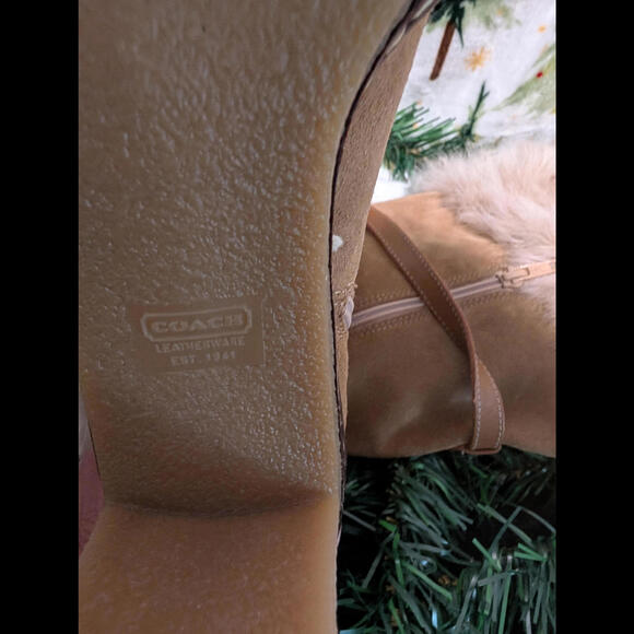 COACH JESSICA FUR/SUEDE TALL BOOTS - Picture 6 of 7